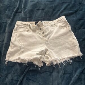 Hollister Cream Distressed Jean Shorts